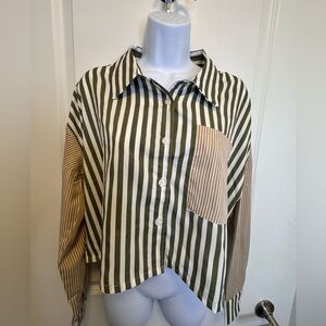 Striped Button-Up Shirt with Patch Pocket